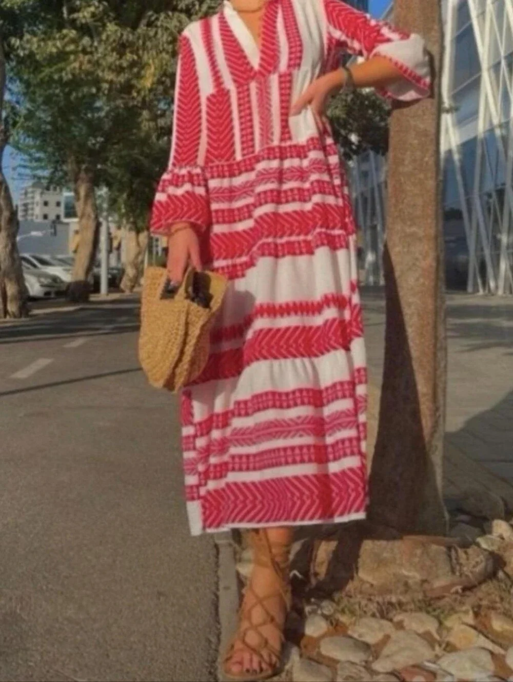 Silk & Salt Aztec Print Tier Maxi Dress Petite Large - Picture 1 of 11